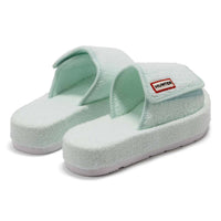 HUNTER Women's Original Terry Towelling Logo Slides in spearmint - women's shoe - alternate view