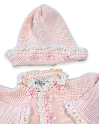 Gita - Girl's 2pc Cotton Sweater With Chenille Ruffle With Hat