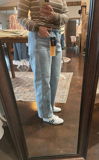 Risen - High Rise Crop Length Barrel Jeans