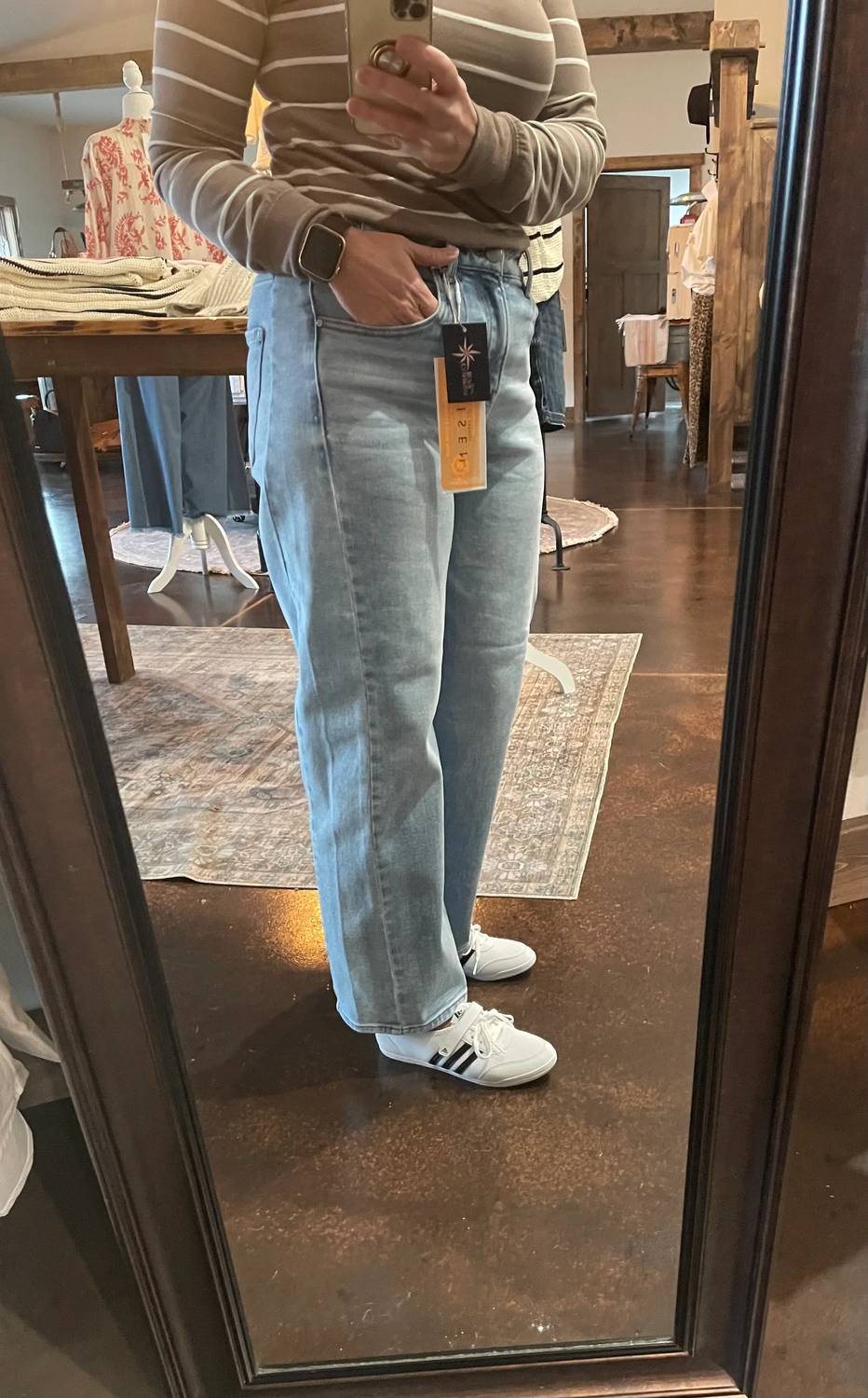 Risen - High Rise Crop Length Barrel Jeans