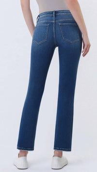 LOVERVET Mid Rise Ankle Slim Straight Jeans in dark blue - women's jeans - alternate view