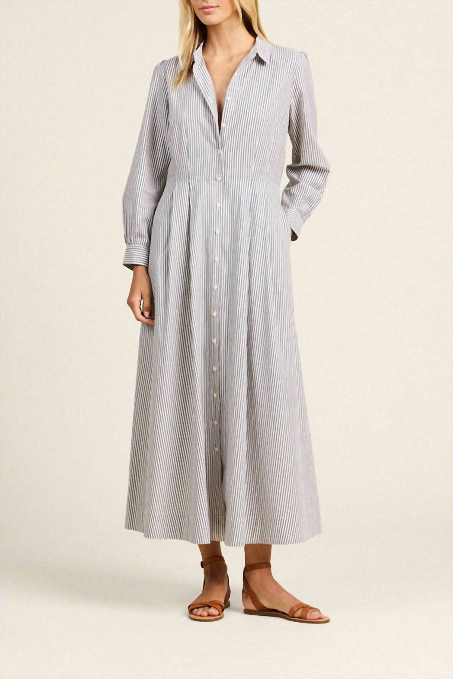 TROVATA Emmelle Dress Stripe in navy - women's dress