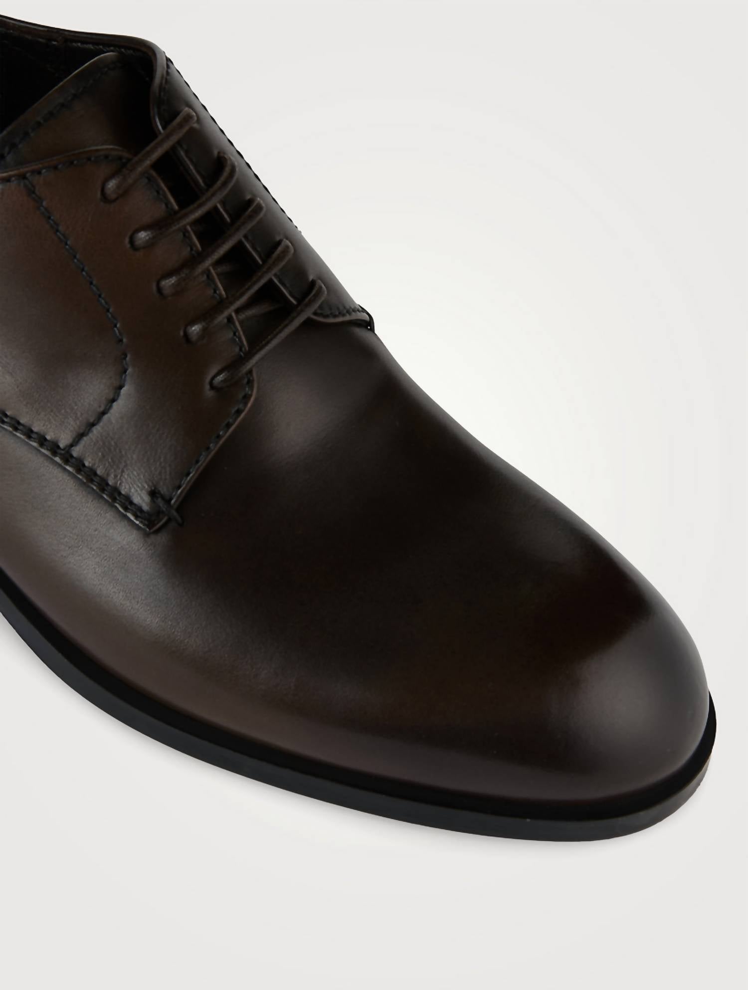 Zegna Men's Siena Flex Derby Shoes in brown - men's shoe - view 4