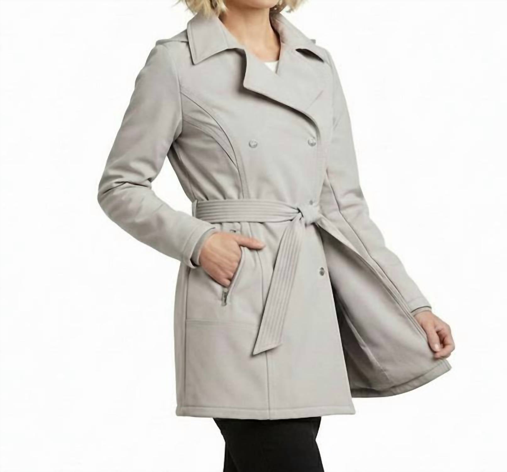 Jessica Simpson - Double Breasted Hooded Soft-shell Coat
