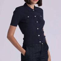 Minnie Rose - Short Sleeve Collar Shirt With Pockets