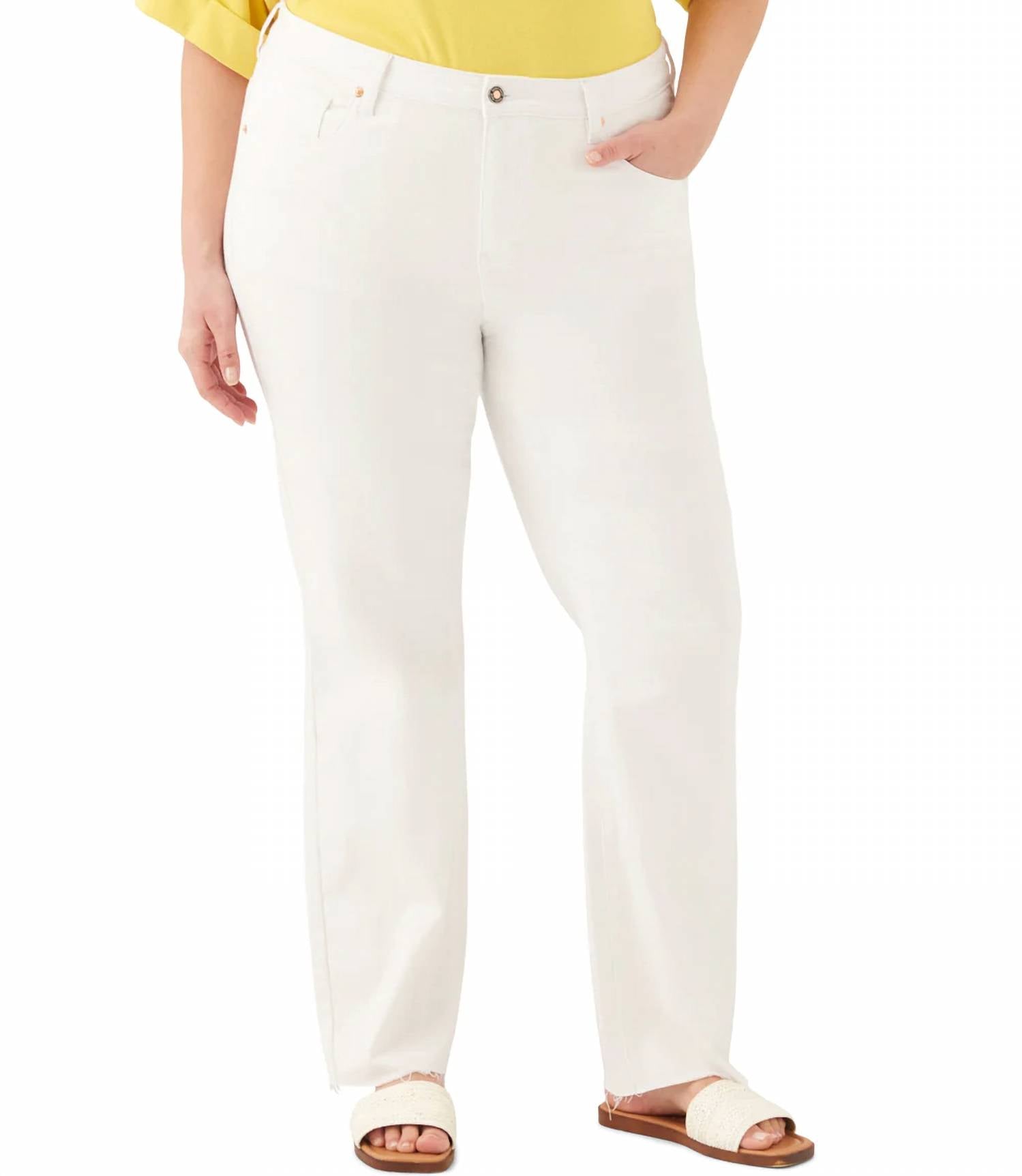 Karen Kane - Raw Hem Straight Jeans - Plus
