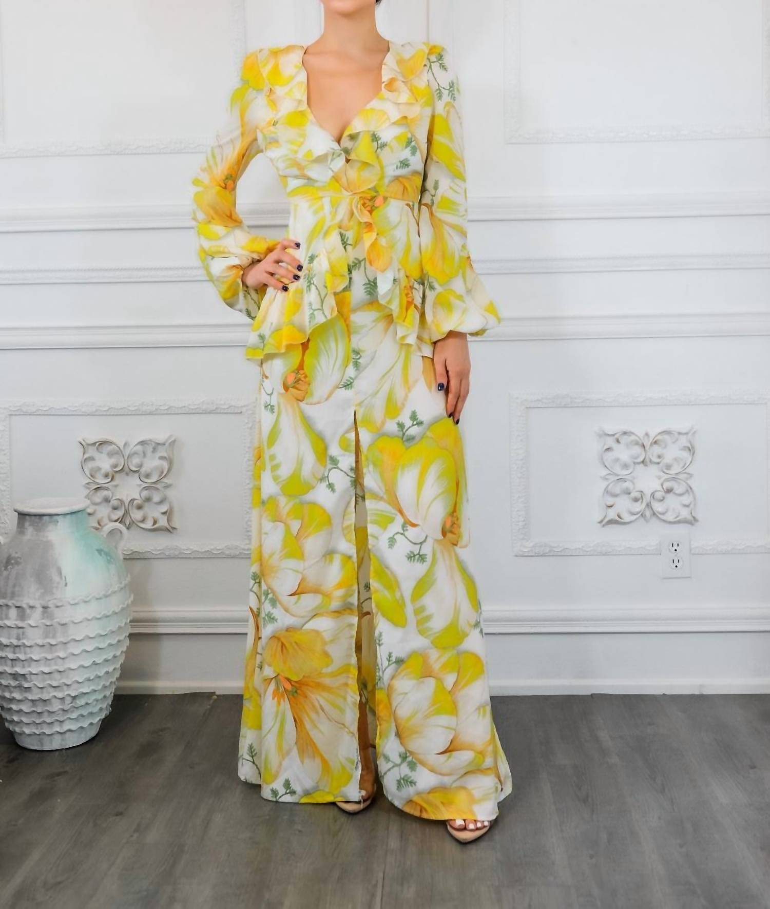 Surelymine - Stunning Ruffle Floral Maxi Dress