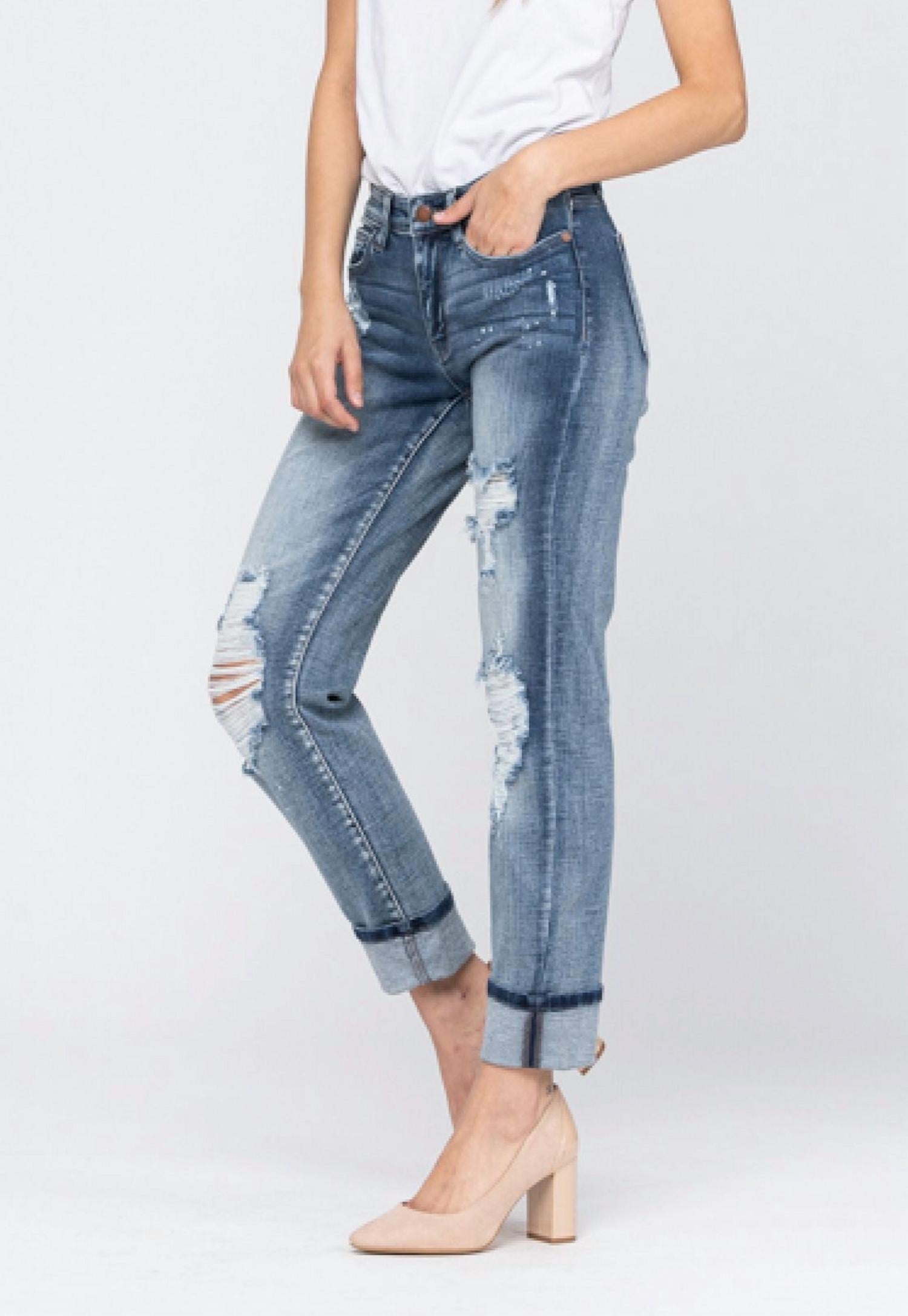 Judy Blue - Destroy Bleach Splatter Boyfriend Jeans