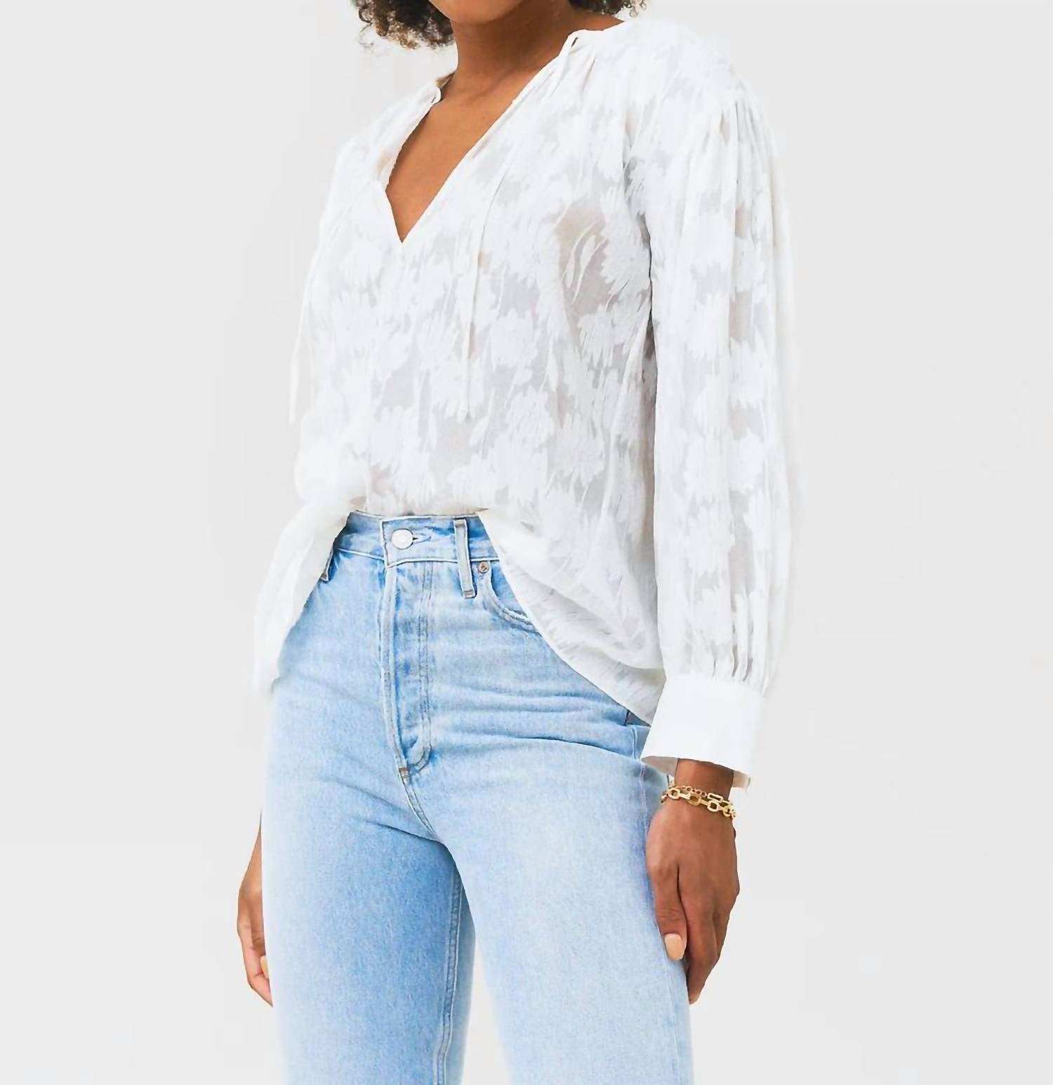 Vince - Shirred Band Collar Blouse