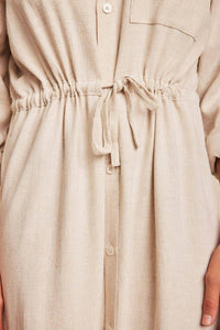 Barefoot Dreams - Linen Blend Cinched Shirtdress