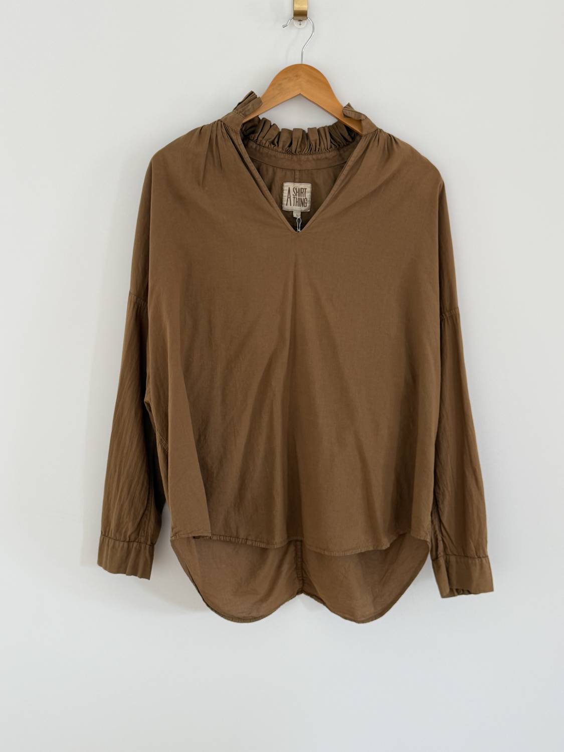 A SHIRT THING Women's Penelope Cabo Blouse in khaki - women's blouse