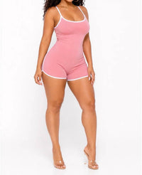 Jnk - Easy Does It Spaghetti Strap Dolphin Trim Short Romper