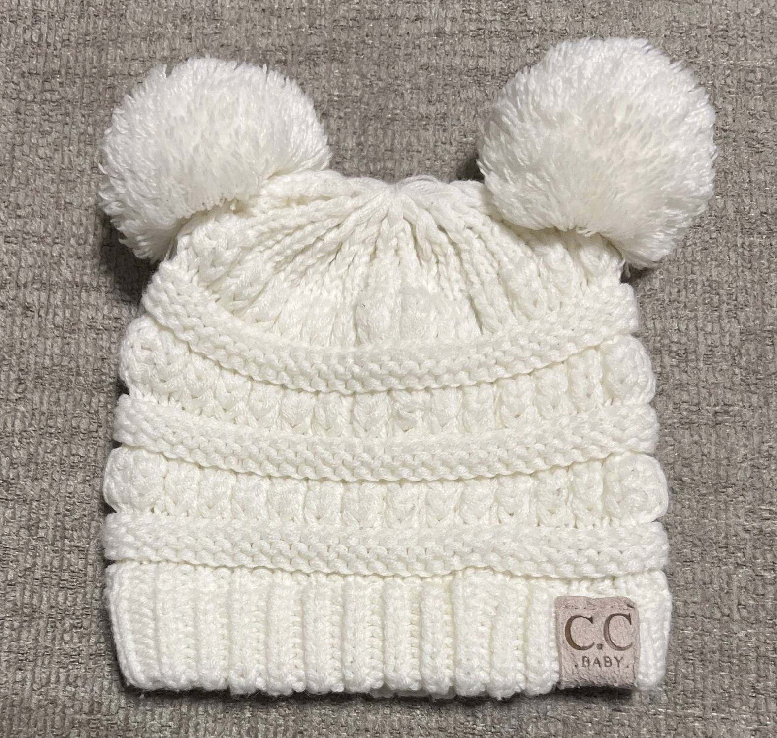 C.C Beanie - Baby Double Fur Pom Beanie