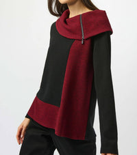 Joseph Ribkoff - Textured Knit Color-block Trapeze Top