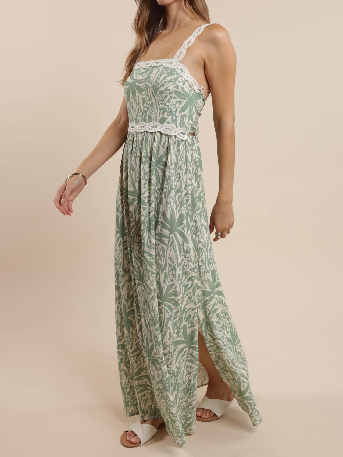 Sage The Label - Palm Whisper Tie-back Maxi Dress