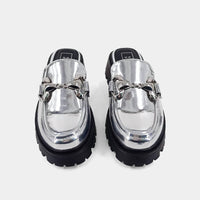 SHU SHOP Women's Tiffany Mule Loafers in silver - women's flats - detail view