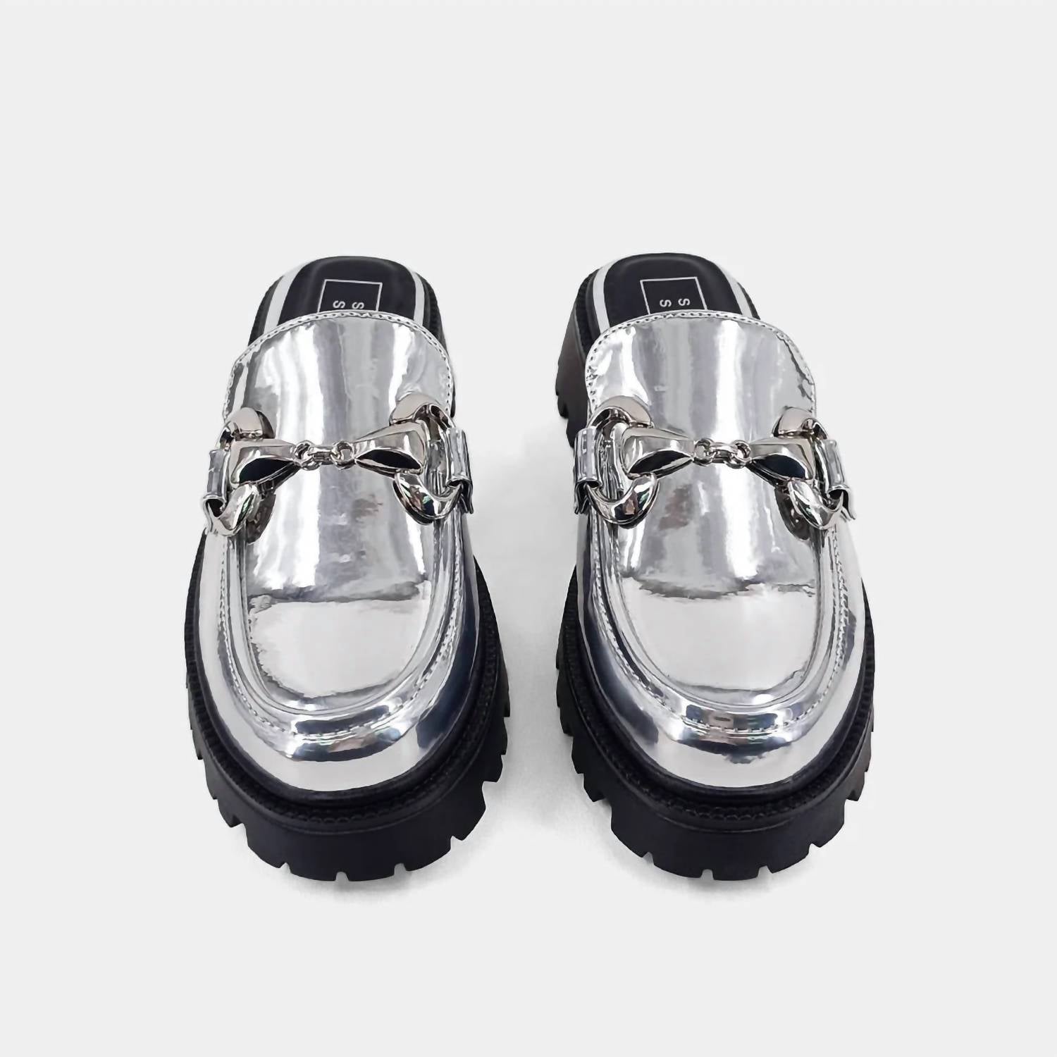 SHU SHOP Women's Tiffany Mule Loafers in silver - women's flats - detail view