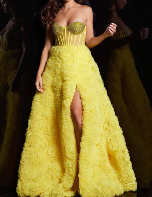 Jovani - Embellished Illusion Bodice A Line Gown