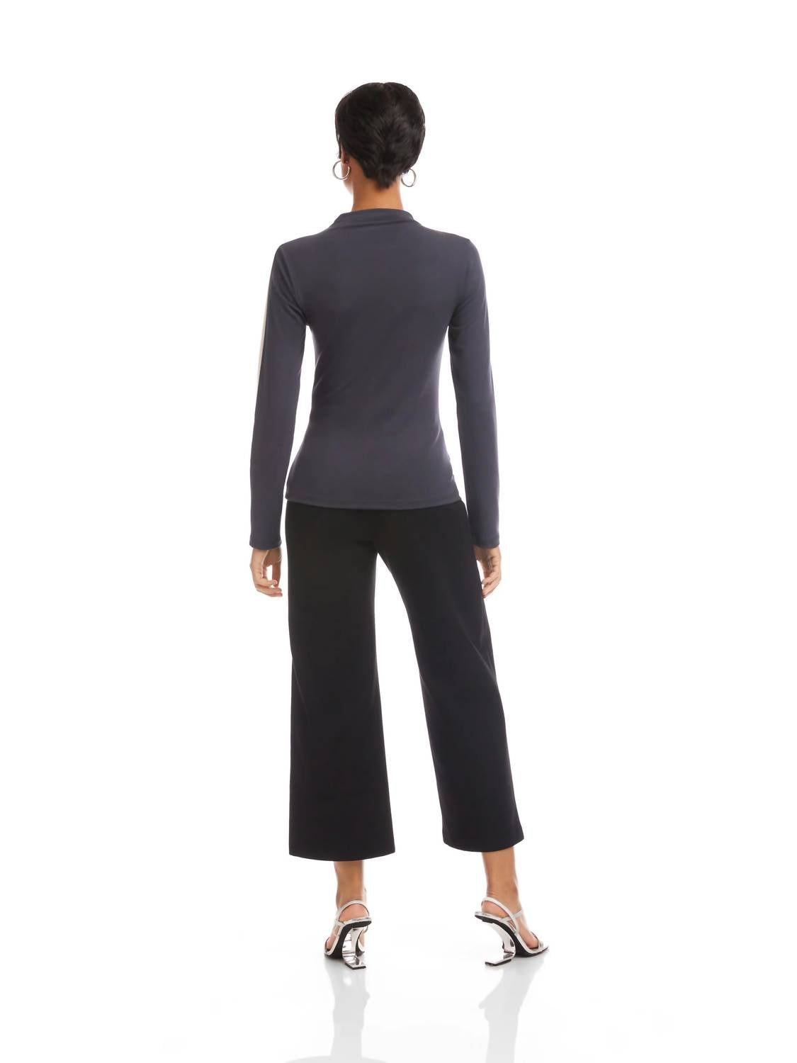 Fifteen Twenty Cass Colorblock Mockneck Top in bone - women's shirt - alternate view