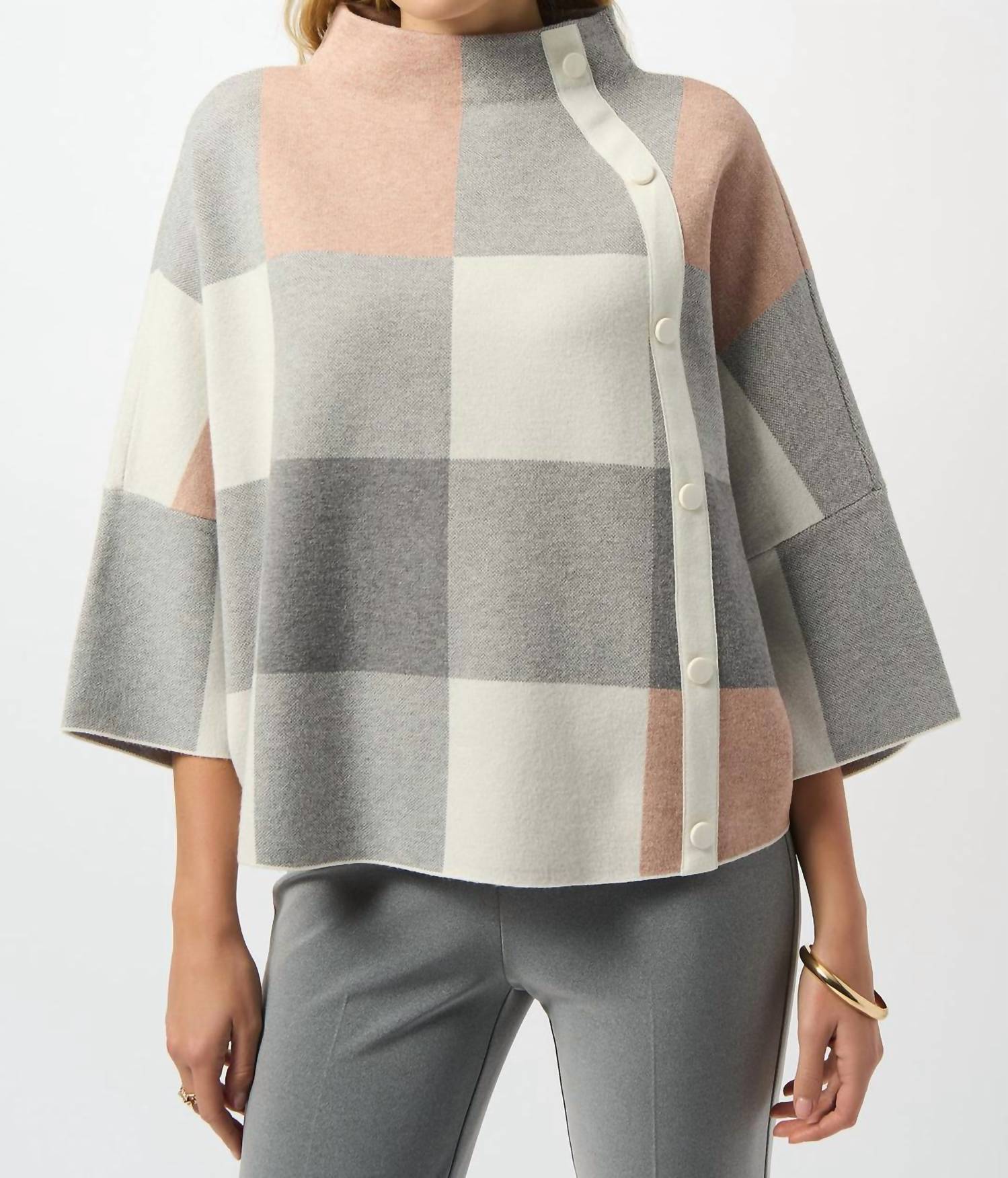 Joseph Ribkoff - Plaid Jacquard Sweater Knit Top