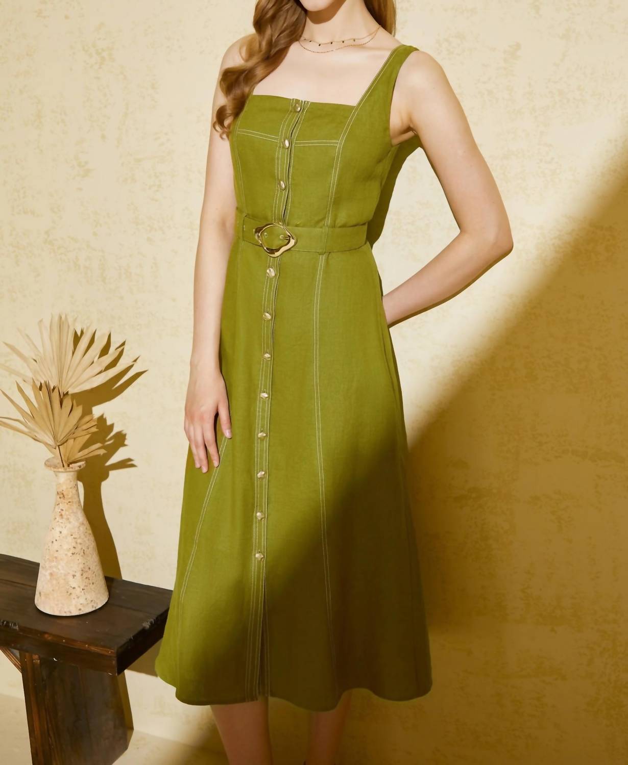 G.D.S. - Emily Linen Slip Midi Dress