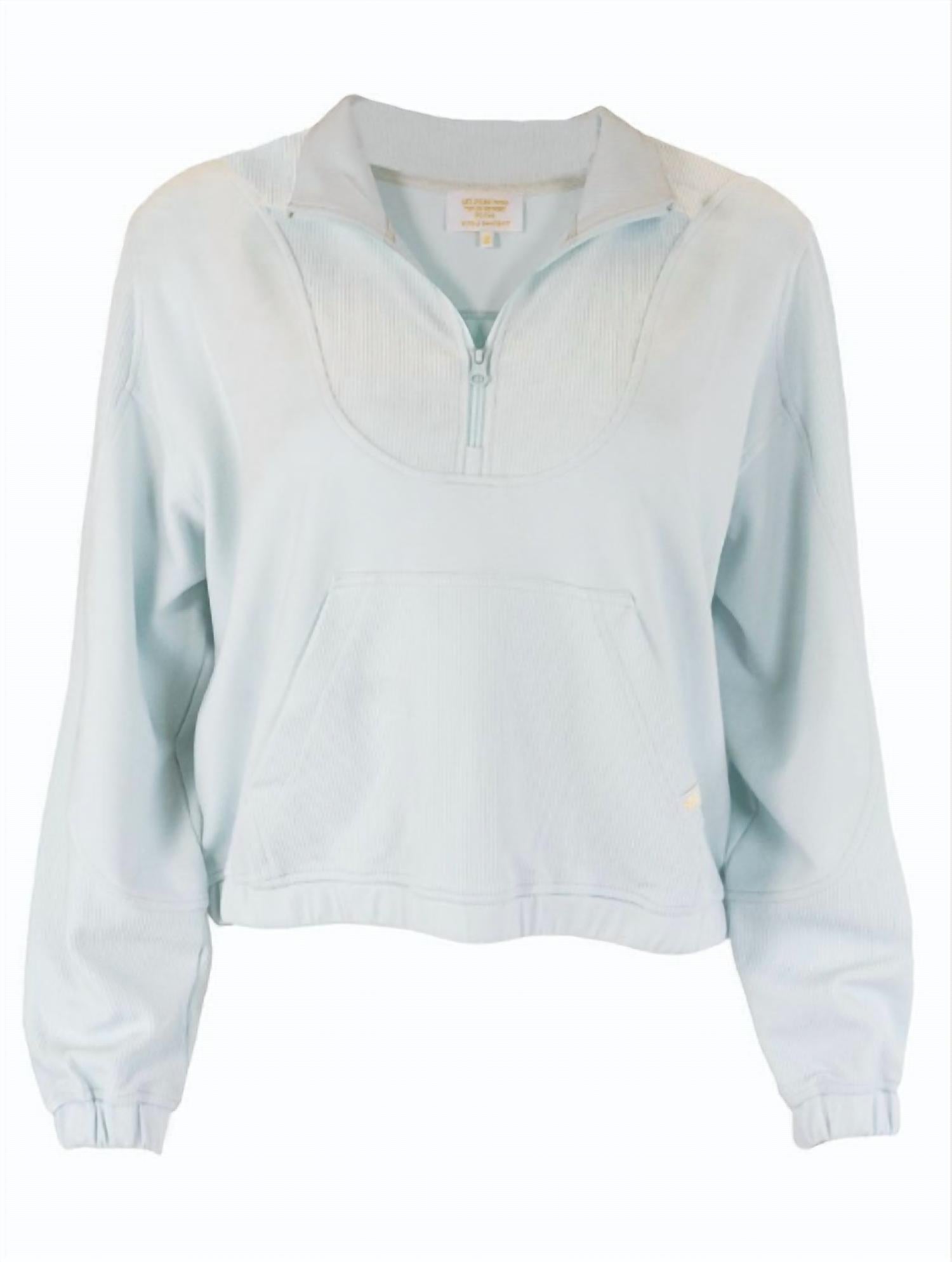 Simply Southern Quarter Zip Sweatshirt in seafoam - women's top - detail view