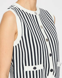 Veronica Beard Leland Sleeveless Vest in navy off white - women's jacket - alternate view