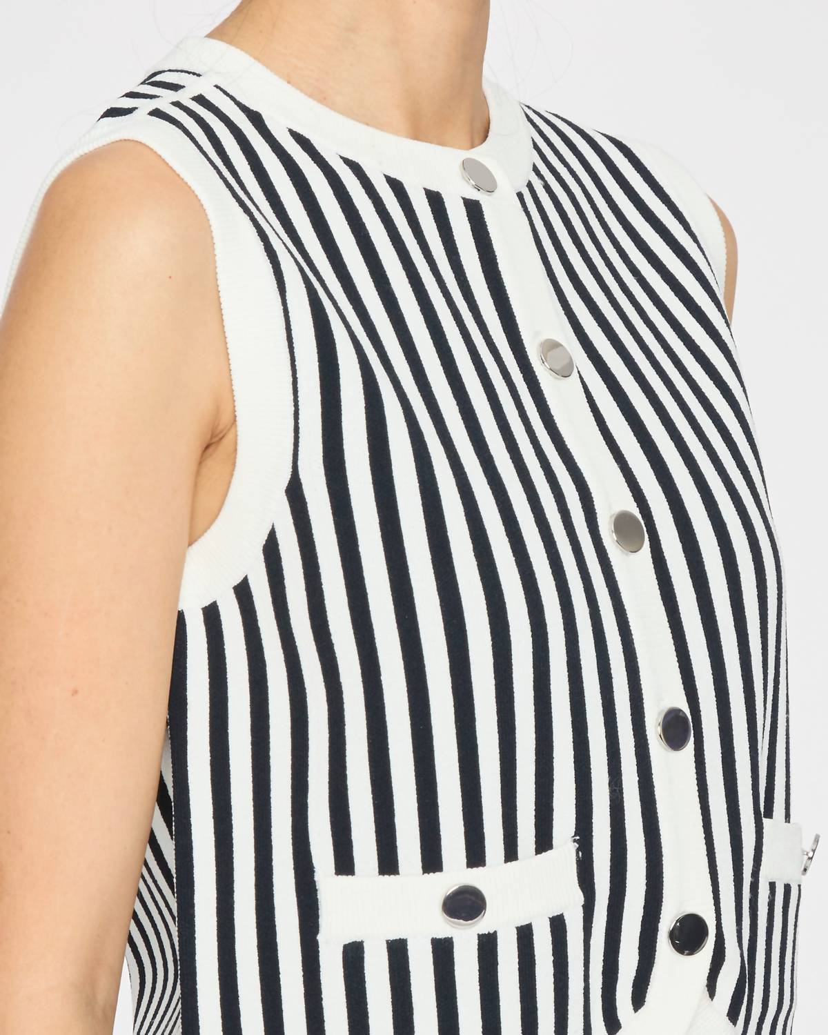 Veronica Beard Leland Sleeveless Vest in navy off white - women's jacket - alternate view