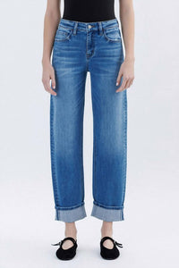 VERVET BY FLYING MONKEY Kate High Rise Barrel Jeans in lullaby - women's jeans