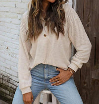 Lily Clothing Waffle Button-up Hoodie Pullover in apricot - women's top - alternate view