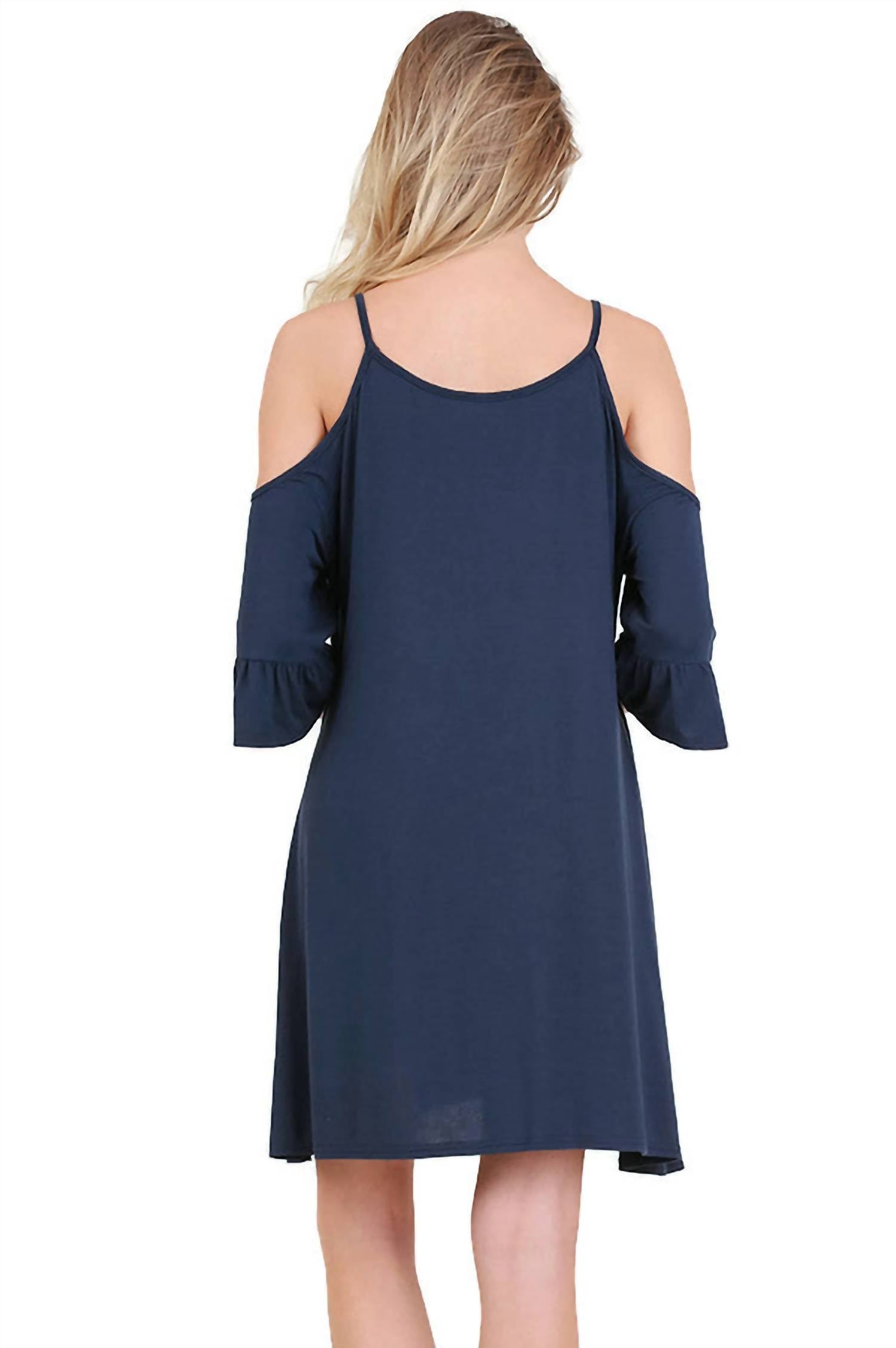 Umgee - Open Shoulder Ruffle Sleeve Dress