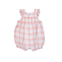 Angel Dear - Baby Girl's Painted Gingham Smocked Overall Shortie