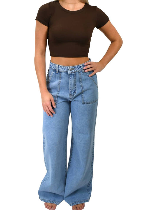 Easley - Take It Easy Wide Leg Jeans With Patch Pockets