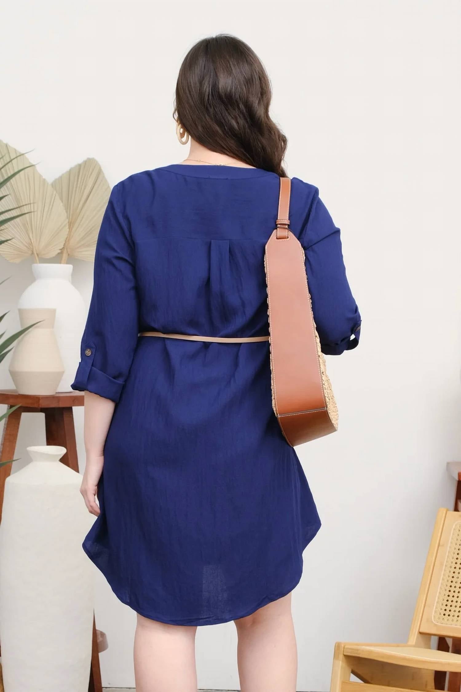 Blu Pepper - 3/4 Sleeve Belted Mini Dress