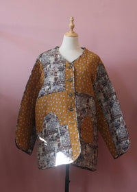 POL Women's Patchwork Jacket in yellow multicolor - women's long sleeve top