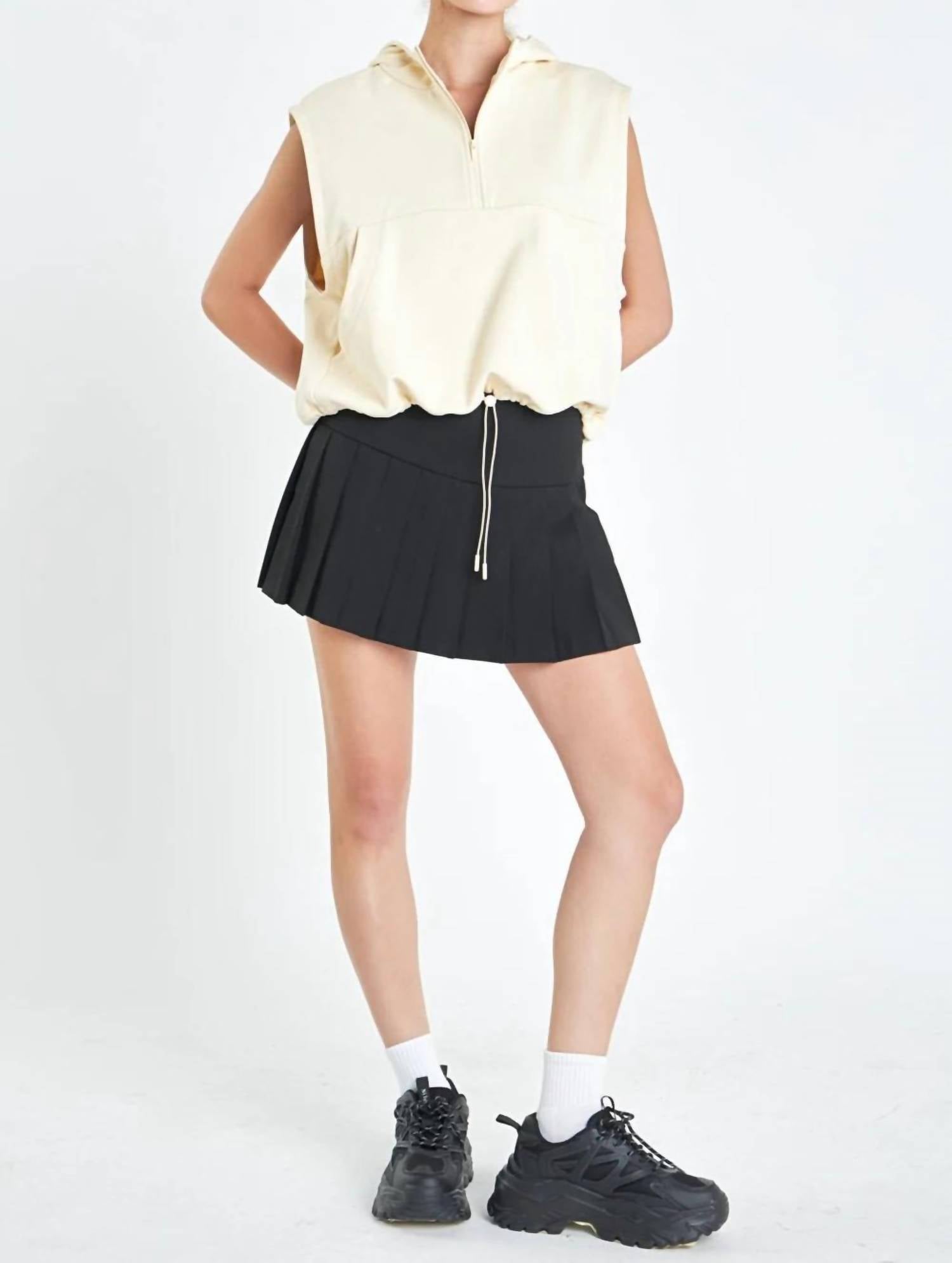 Grey Lab Sleeveless zippered hoodie in cream - women's top