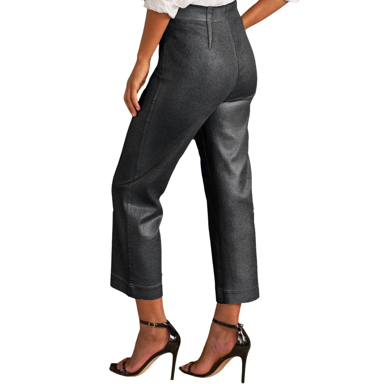 Frank & Eileen Westport Illusion Pant in platinum glitter - women's pants - alternate view
