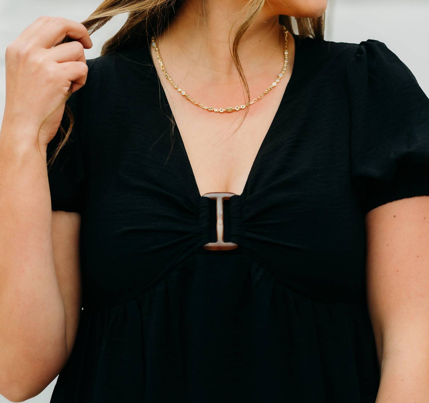 Joy Joy - V Neck Dress With Ring