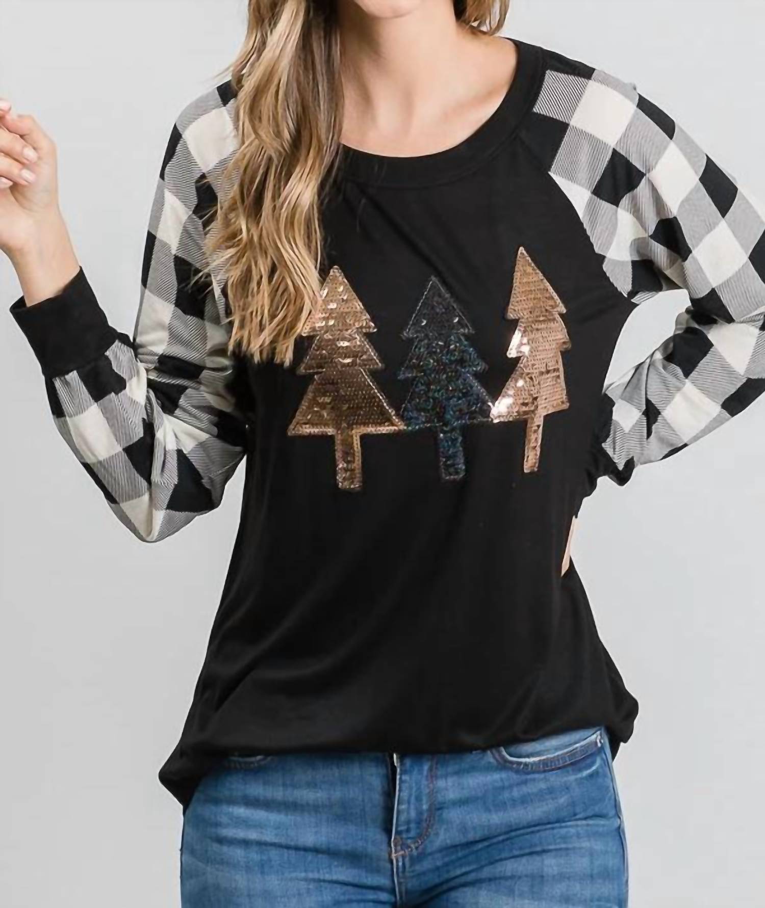 Heimish Usa - Buffalo Plaid Sequin Tree Top