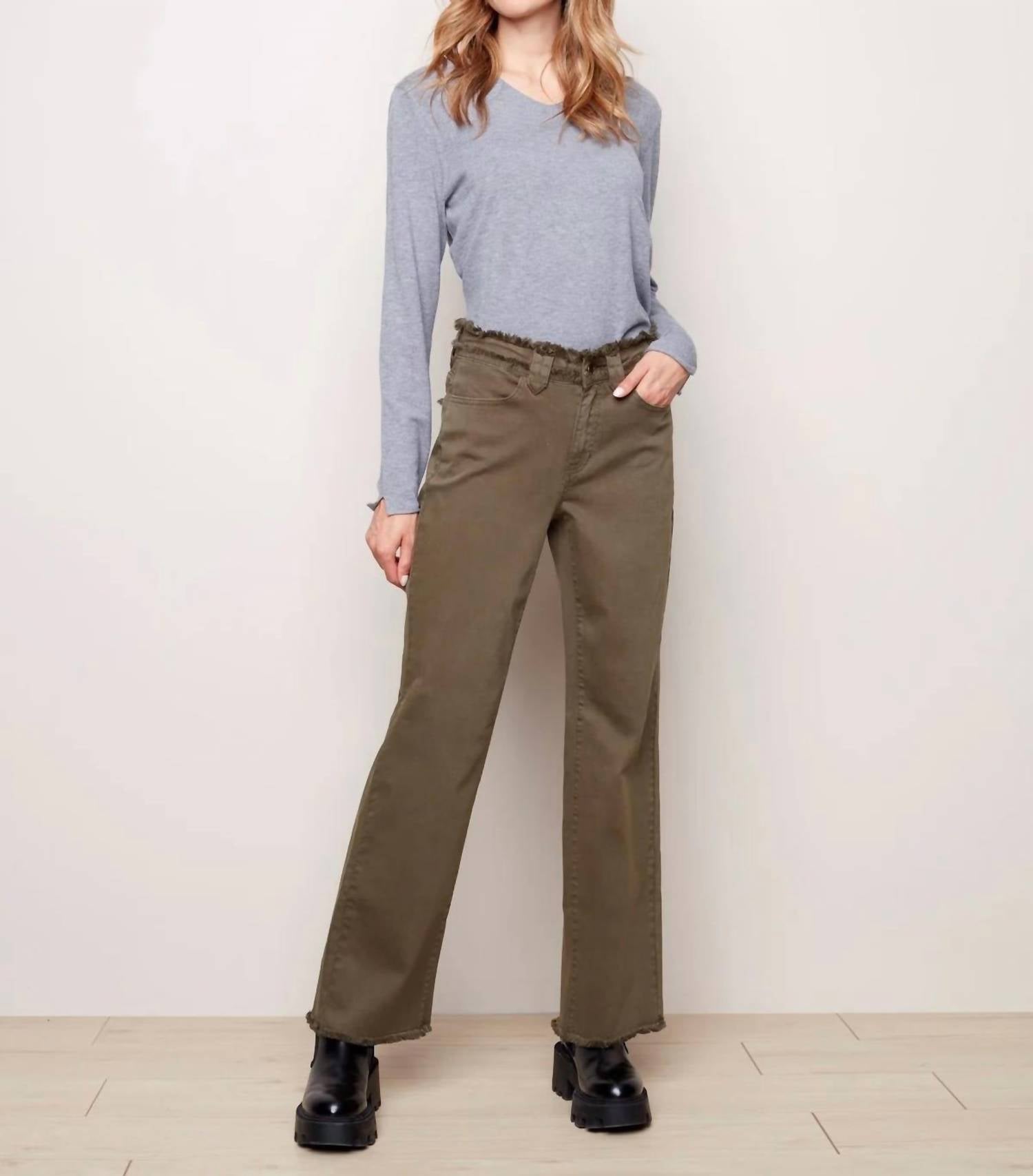 Charlie B - Fringed Waistband Flare Pant