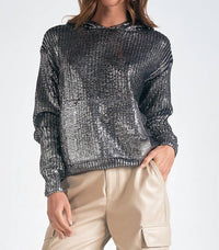 Elan - Metallic Sweater Hoodie
