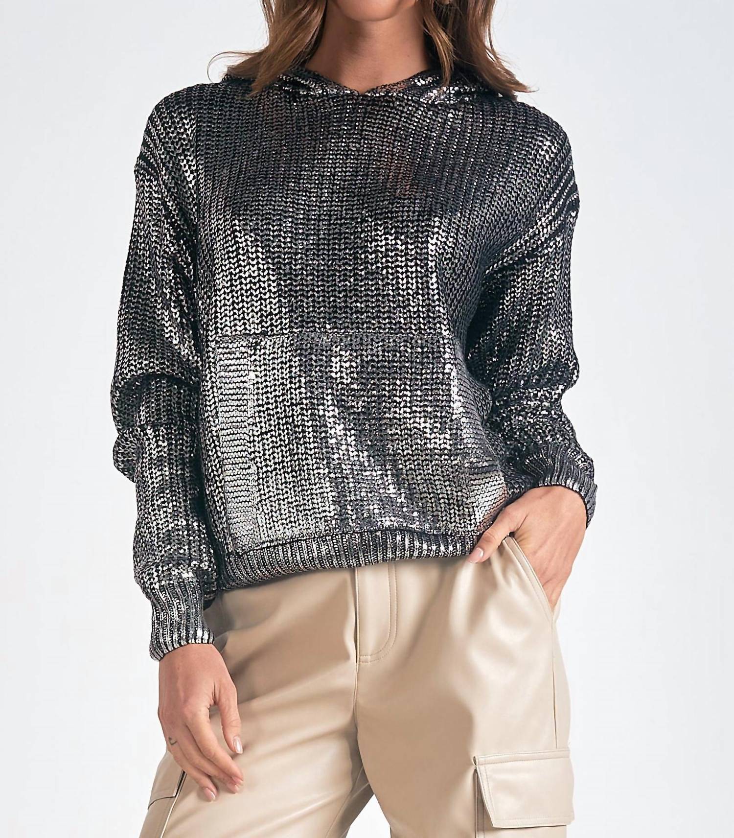 Elan - Metallic Sweater Hoodie