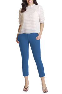 Peace Of Cloth - Mid Waist Solid Front Pockets Twill Pant