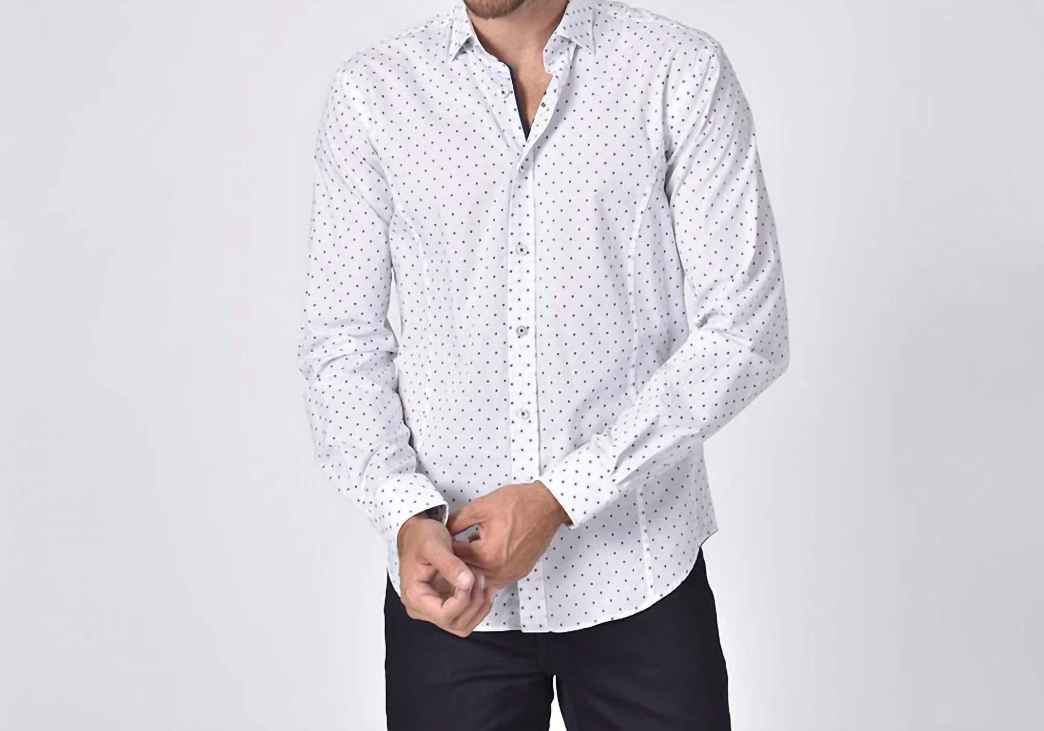 Eight X - Polka Dot Print Fil Coupé Button Down Shirt