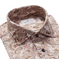 Emanuel Berg Byron Paisley Print Flex Knit Shirt in medium pink - men's shirt - alternate view