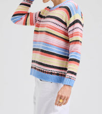 ZAKET & PLOVER Mohair Stripe Sweater in blue - women's sweater - detail view