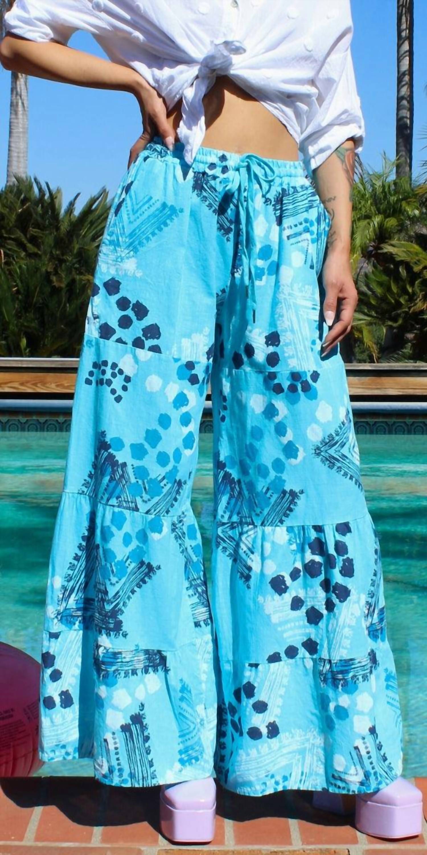 Gigi Moda - Tribale Linen Wide Leg Pants