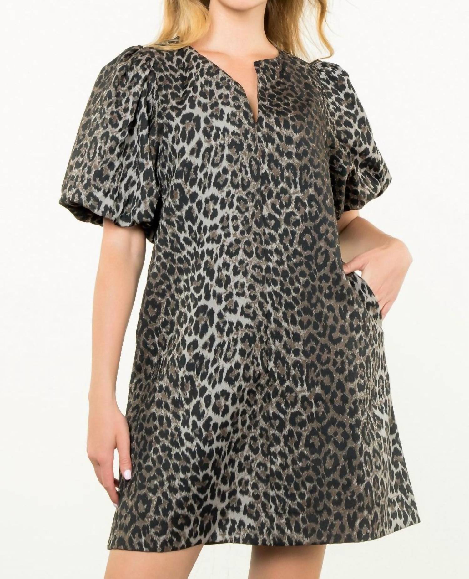 Thml - Puff Sleeve Cheetah Dress