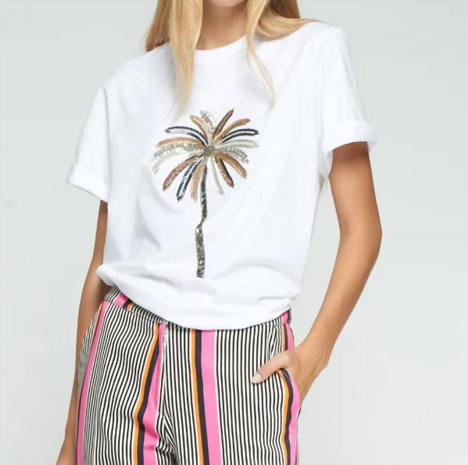 Vilagallo - Embroidered Palm Tree T-shirt