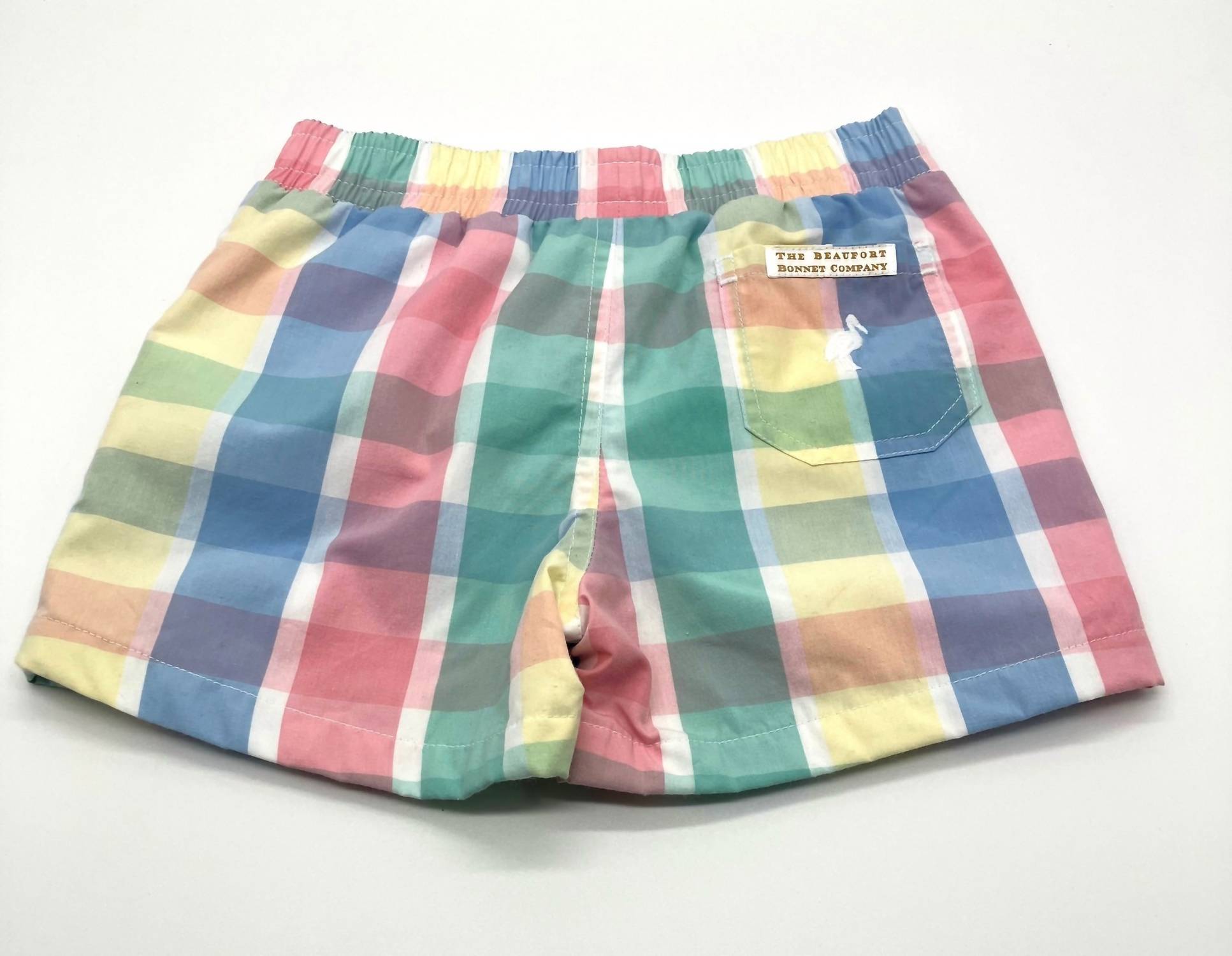 The Beaufort Bonnet Company Girls' Sheffield Short in piedmont plaid - kids' shorts - detail view
